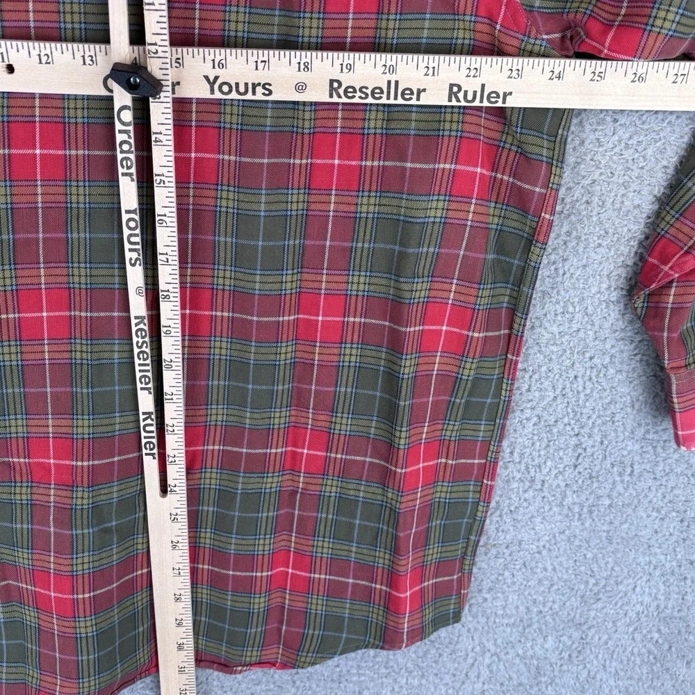 Vintage LL Bean Shirt Mens‎ Large Red Green Plaid Button Down Pocket Casual USA